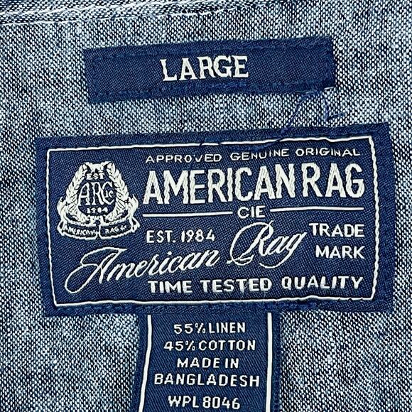 American Rag CIE Mens Linen Blend Colorblock Button Up Shirt - Blue, Size L - Picture 8 of 9
